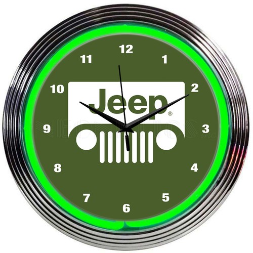 Jeep neon clock sign - neon, green