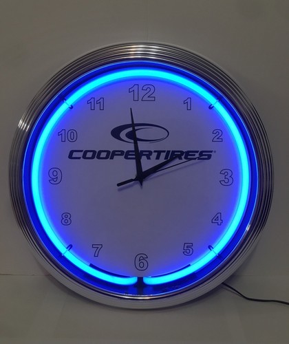 Blue neon wall clock cooper - neon,